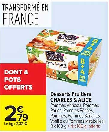 Desserts Fruitiers CHARLES & ALICE
