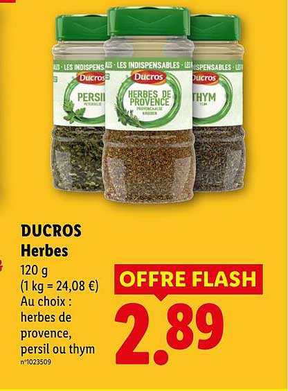 DUCROS Herbes 120 g (1 kg = 24,08 €) Au choix : herbes de provence, persil ou thym