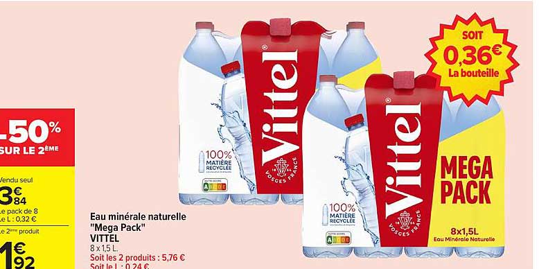 Eau minérale naturelle "Mega Pack" VITTEL 8 x 1,5 L