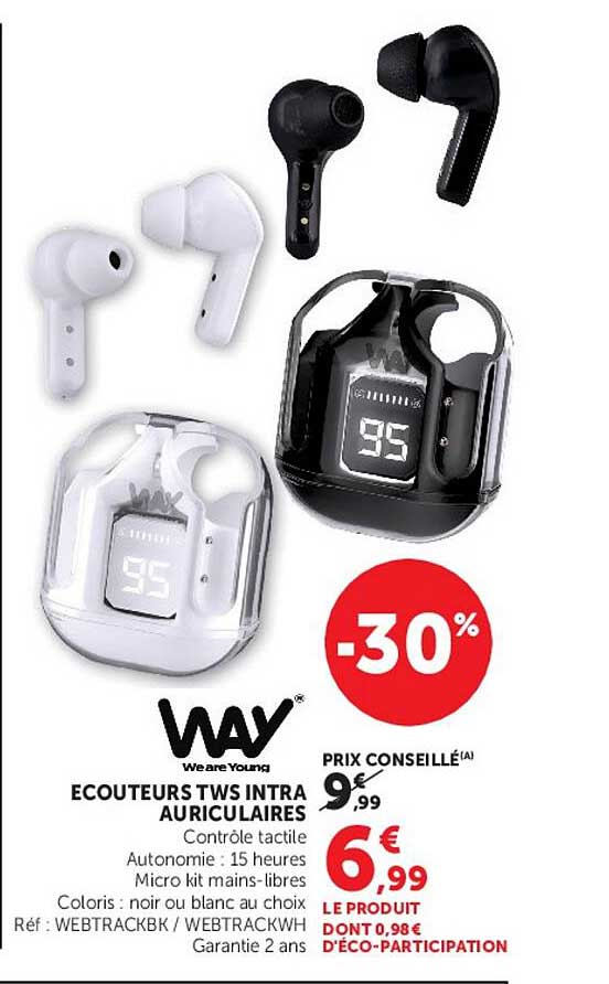 ECOUTEURS TWS INTRA AURICULAIRES