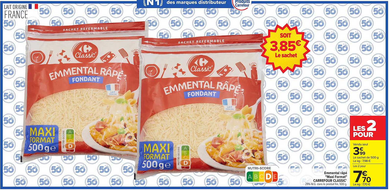 EMMENTAL RÂPÉ FONDANT MAXI FORMAT 500 g