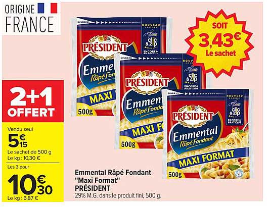 Emmental Râpé Fondant "Maxi Format" PRÉSIDENT