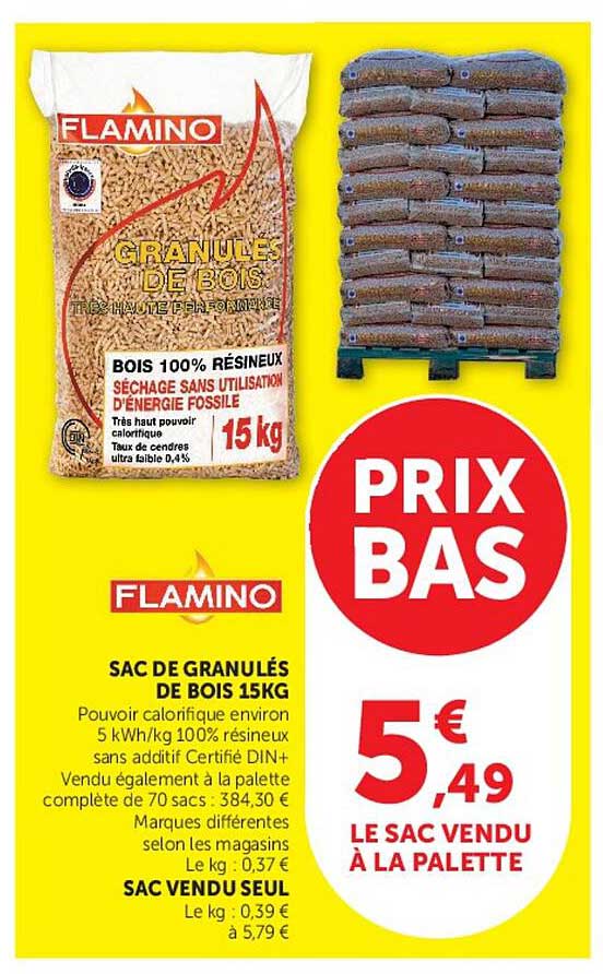 FLAMINO SACHET DE GRANULÉS DE BOIS 15KG