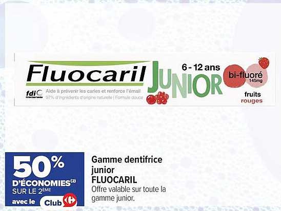 Fluocaril JUNIOR 6-12 ans bi-fluoré 145mo fruits rouges