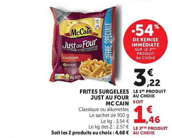 FRITES SURGELEES JUST AU FOUR MC CAIN