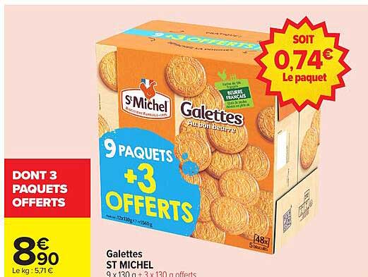 Galettes ST MICHEL 9 x 130 g + 3 x 130 g offerts
