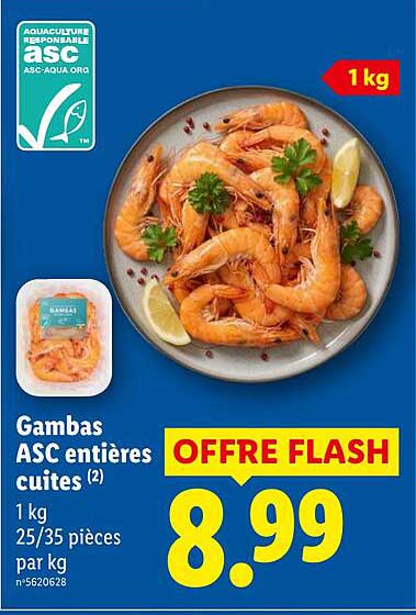 Gambas ASC entières cuites