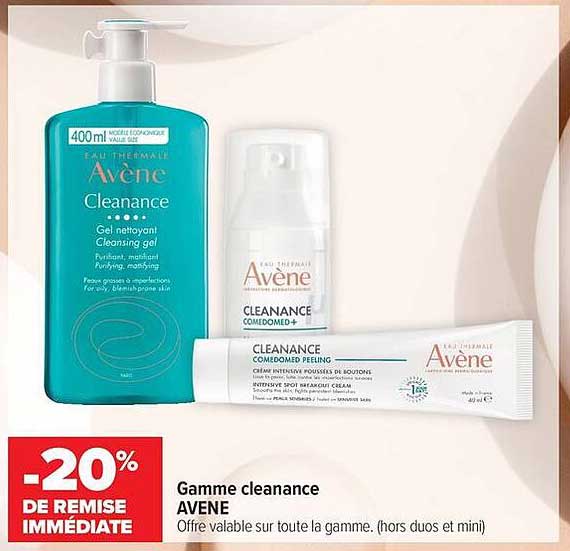Gamme cleanance AVENE