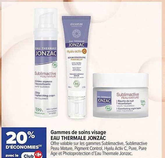 Gammes de soins visage EAU THERMALE JONZAC