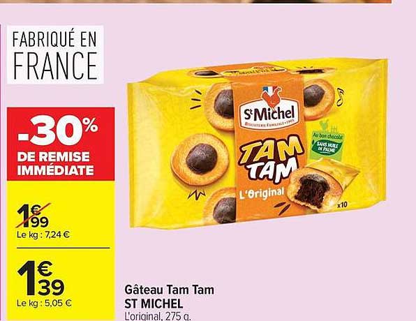 Gâteau Tam Tam ST MICHEL L'original, 275 g.