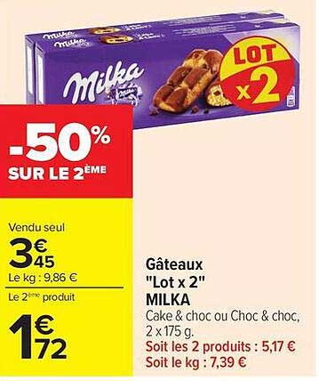 Gâteaux "Lot x 2" MILKA