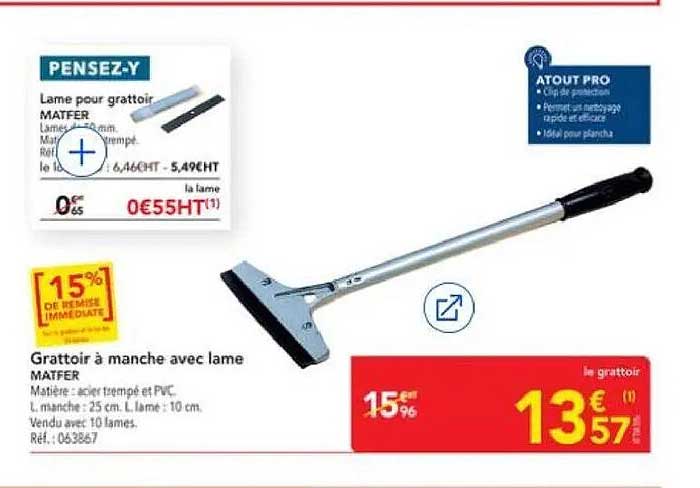 Grattoir à manche avec lame MATFER