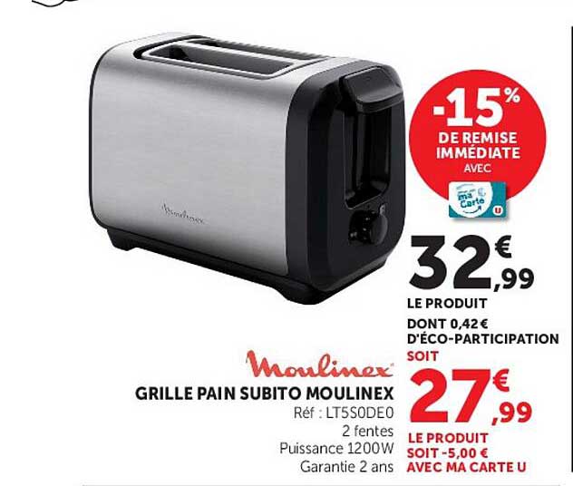 GRILLE PAIN SUBITO MOULINEX