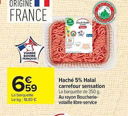 Haché 5% Halal carrefour sensation