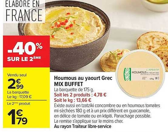 Houmous au yaourt Grec MIX BUFFET