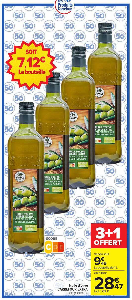 Huile d’olive Vierge Extra Carrefour Extra Vierge extra, 1L