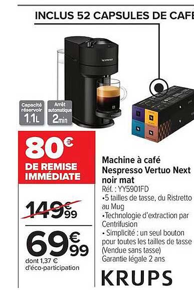 INCLUS 52 CAPSULES DE CAFE
