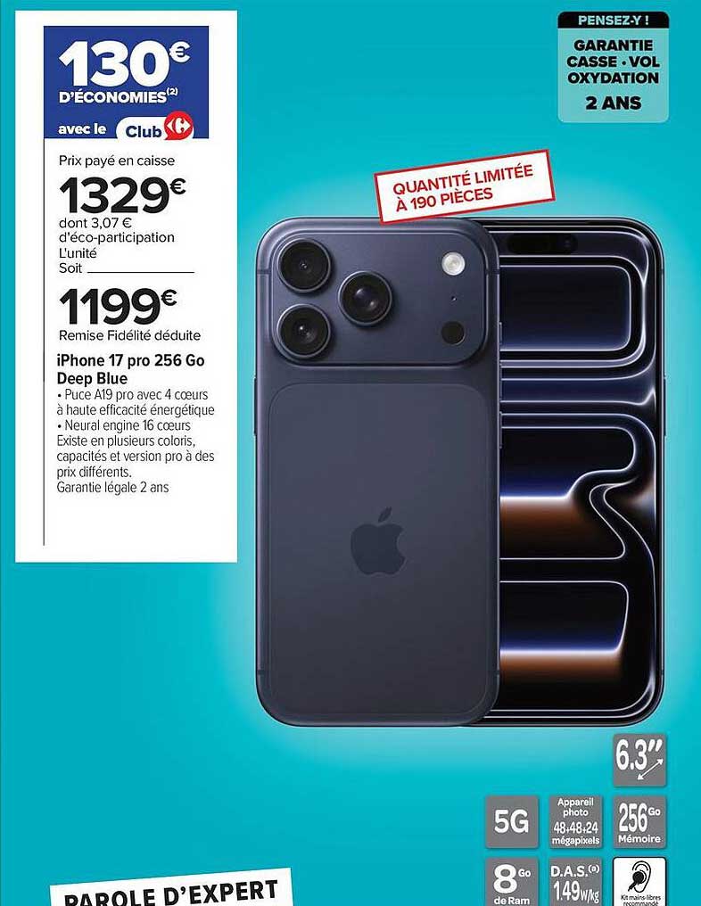 iPhone 17 pro 256 Go Deep Blue