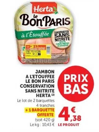 JAMBON A L'ETOUFFEE LE BON PARIS CONSERVATION SANS NITRITE HERTA (2)