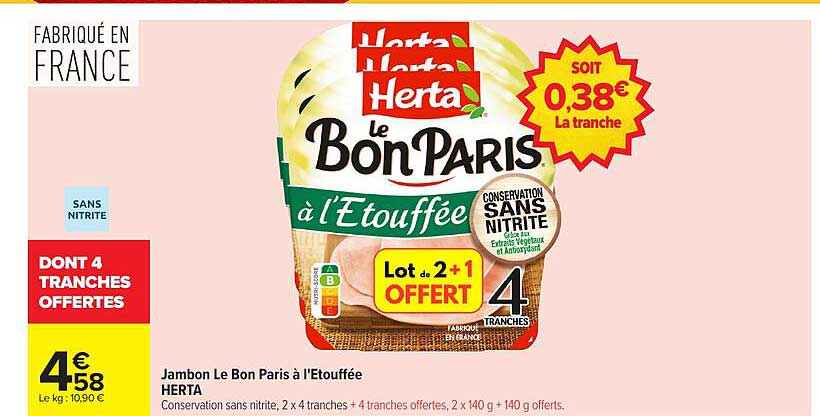 Jambon Le Bon Paris à l'Etouffée HERTA