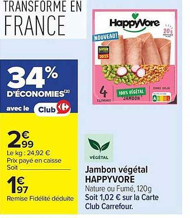 Jambon végétal HAPPYVORE