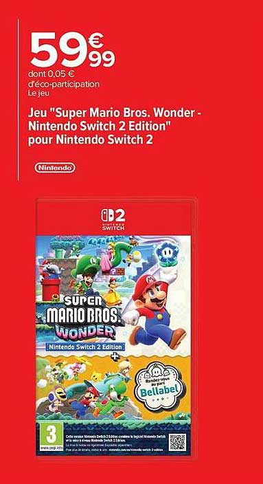 Jeu "Super Mario Bros. Wonder - Nintendo Switch 2 Edition" pour Nintendo Switch 2