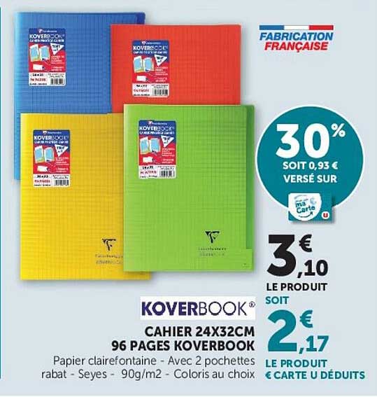 KOVERBOOK CAHIER 24X32CM 96 PAGES KOVERBOOK