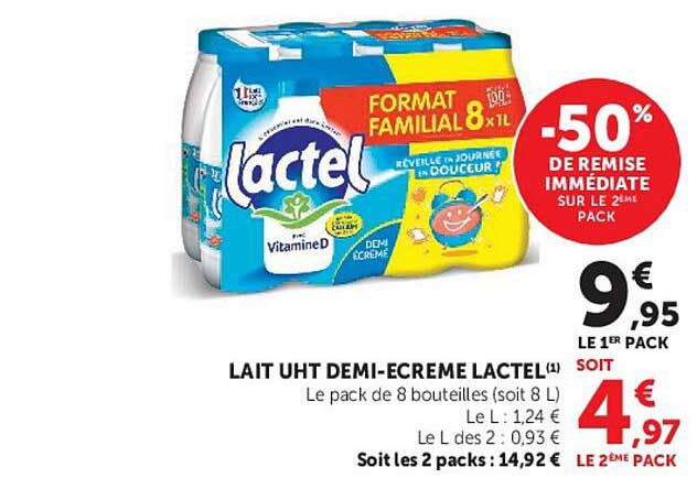 LAIT UHT DEMI-ECREME LACTEL