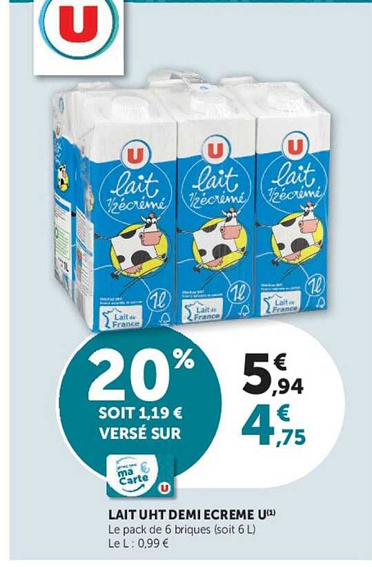 LAIT UHT DEMI ECREME U(1)
