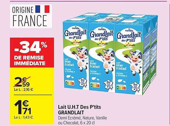 Lait U.H.T Des P'tits GRANDLAIT