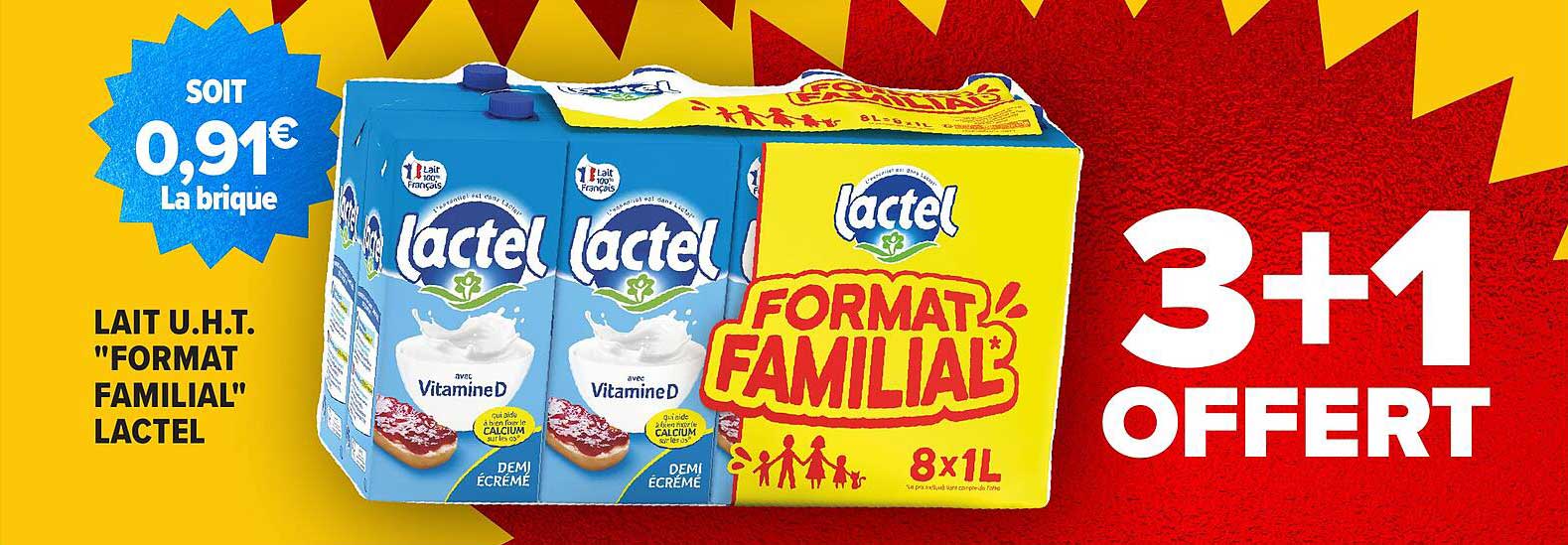 LAIT U.H.T. "FORMAT FAMILIAL" LACTEL