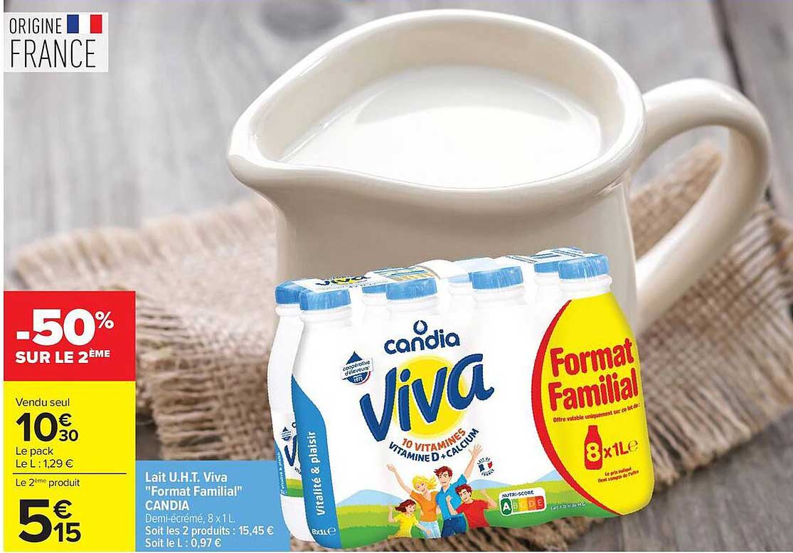 Lait U.H.T. Viva "Format Familial" CANDIA