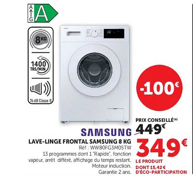 LAVE-LINGE FRONTAL SAMSUNG 8 KG