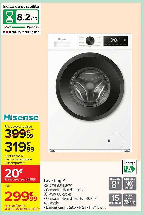 Lave linge* Réf. : WF8041BWP