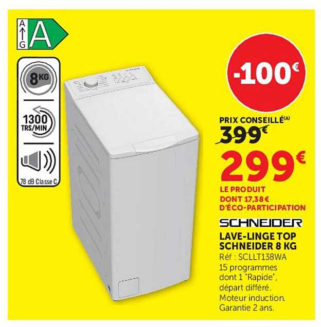 LAVE-LINGE TOP SCHNEIDER 8 KG