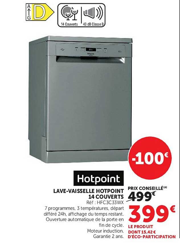 LAVE-VAISSELLE HOTPOINT 14 COUVERTS