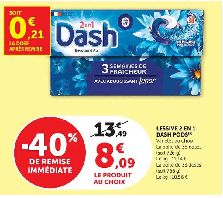 LESSIVE 2 EN 1 DASH PODS