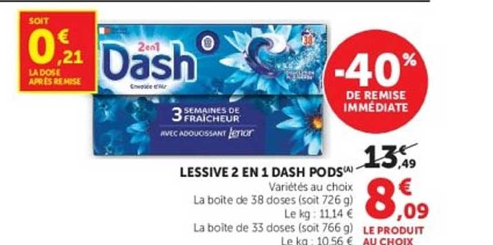 LESSIVE 2 EN 1 DASH PODS(A)