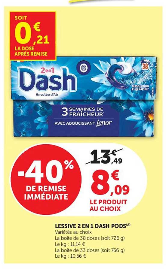 LESSIVE 2 EN 1 DASH PODS(A)