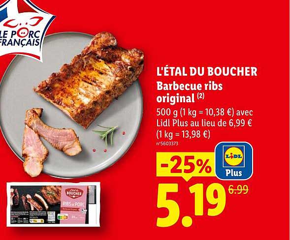 L'ÉTAL DU BOUCHER Barbecue ribs original