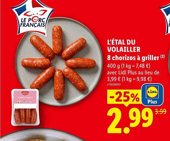 L'ÉTAL DU VOLAILLER 8 chorizos à griller