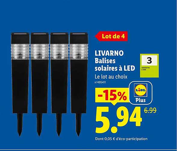 LIVARNO Balises solaires à LED