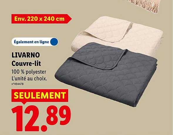 LIVARNO Couvre-lit 100 % polyester L’unité au choix.