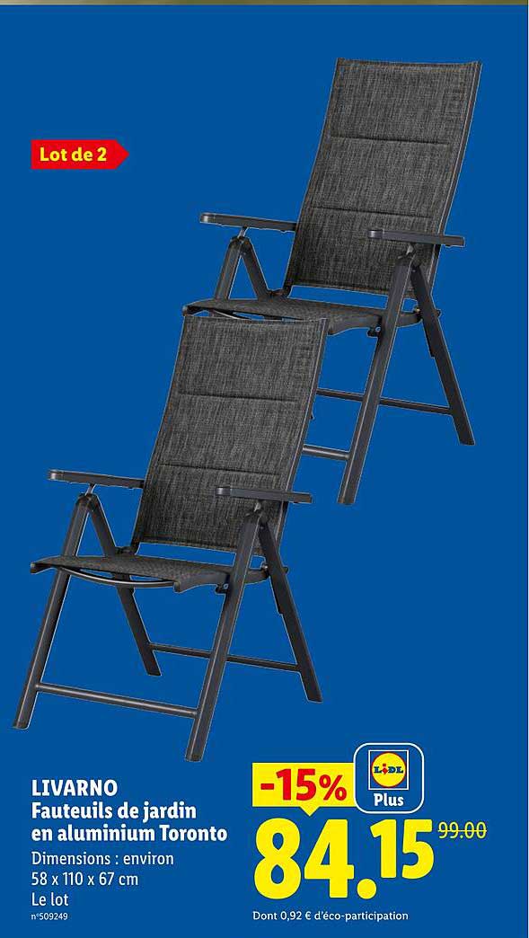 LIVARNO Fauteuils de jardin en aluminium Toronto
