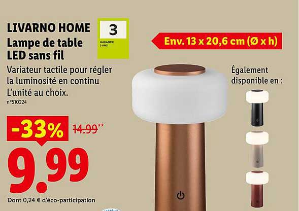 LIVARNO HOME Lampe de table LED sans fil
