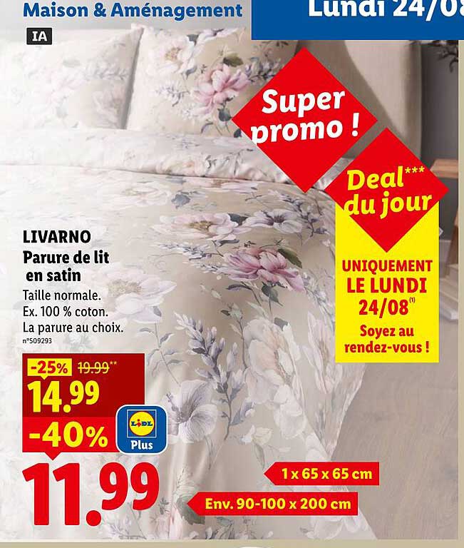 LIVARNO Parure de lit en satin