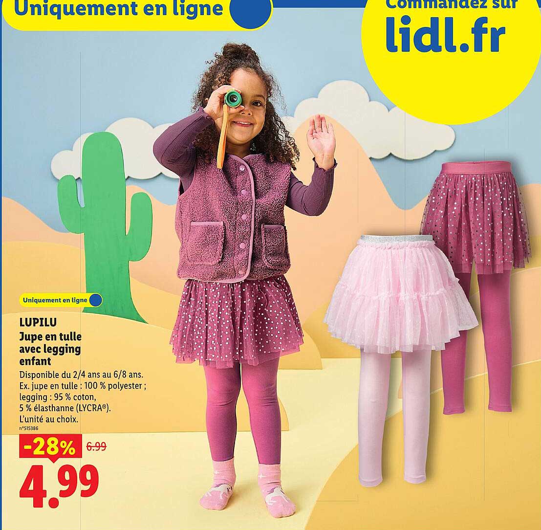 LUPILU Jupe en tulle avec legging enfant