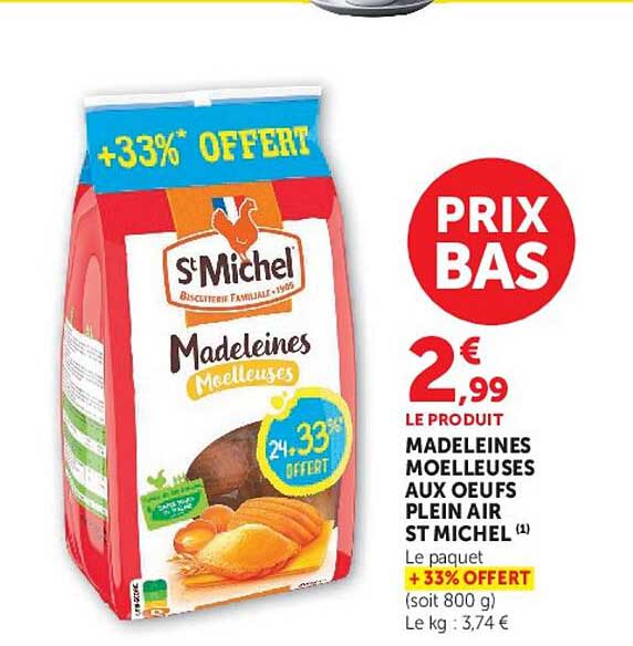 MADELEINES MOELLEUSES AUX OEUFS PLEIN AIR ST MICHEL