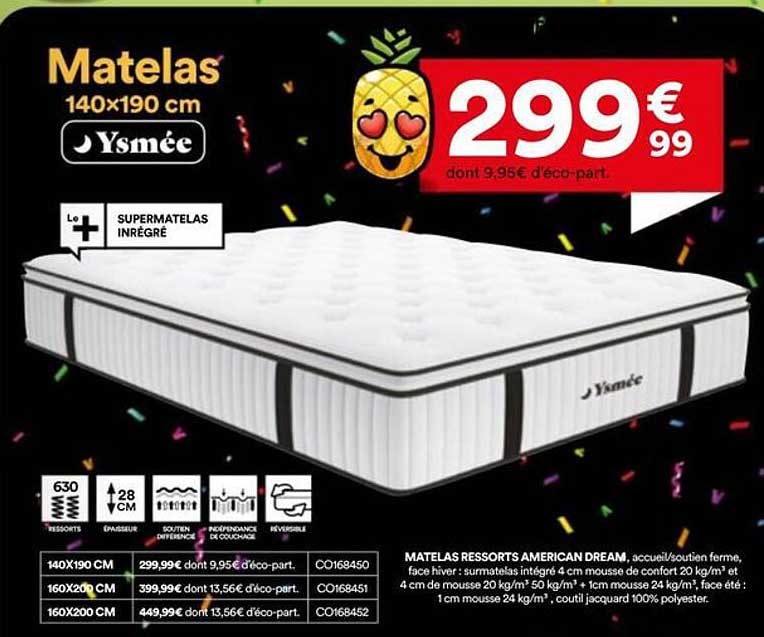 Matelas 140×190 cm Ysmée
