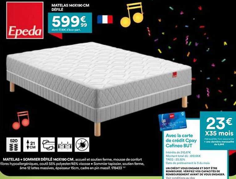 MATELAS 140X190 CM DÉFILÉ